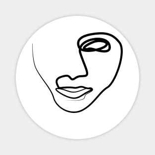 Face Line Art Black Magnet